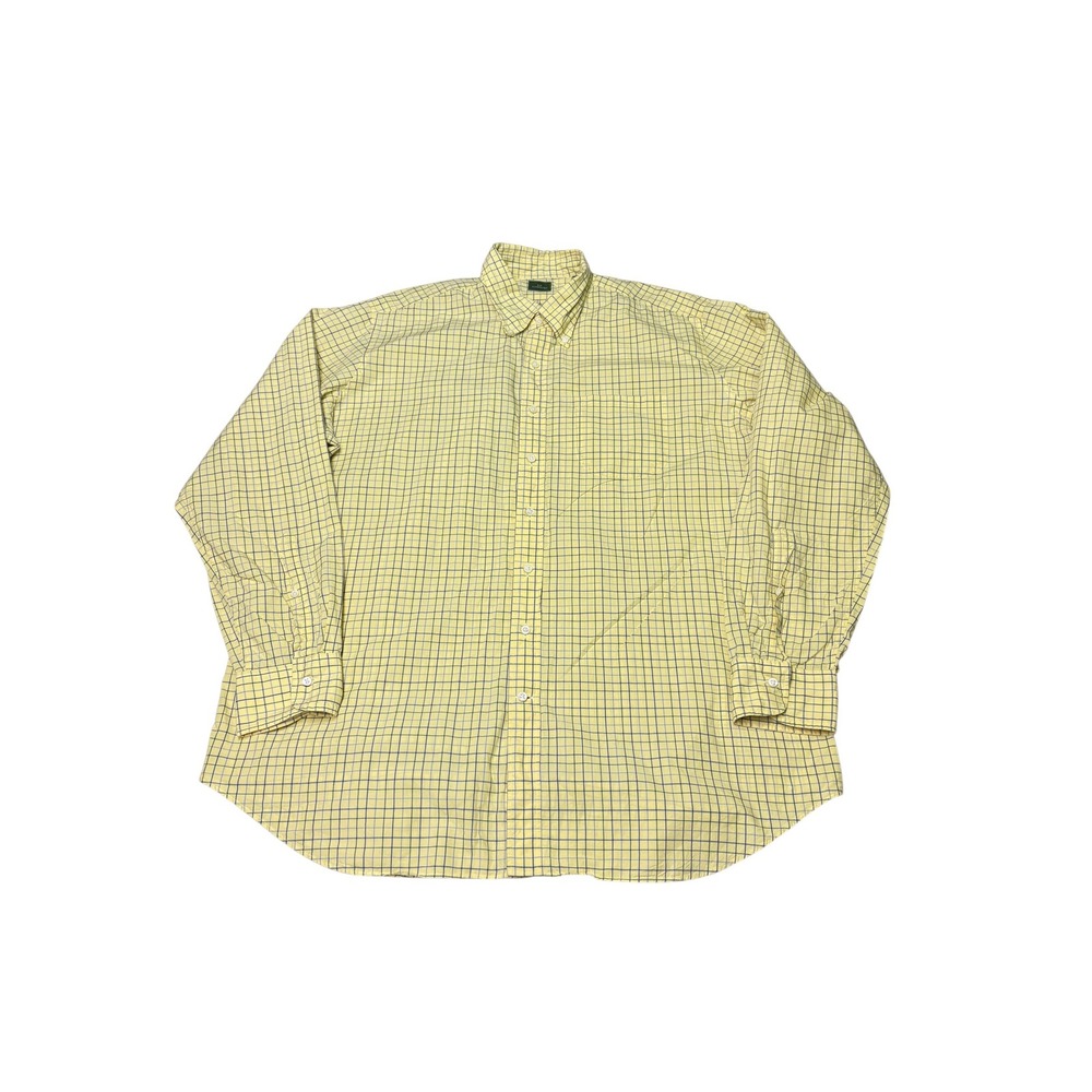 Sid Mashburn Mens XL Yellow Tattersall Check Cotton Button Down Long Sleeve